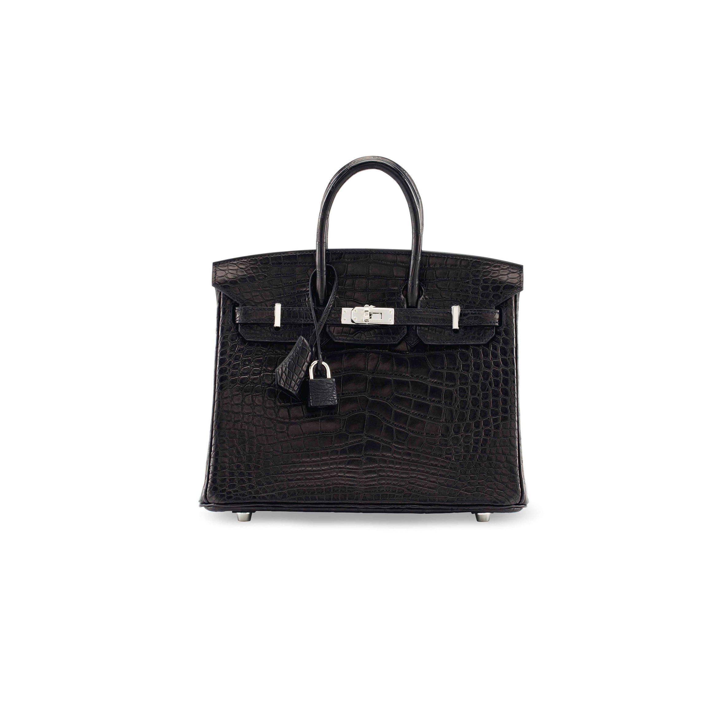 H**mes master birkin 20 crocodile leather matte black silver buckle h041350ck12 (20*15.5*11cm)